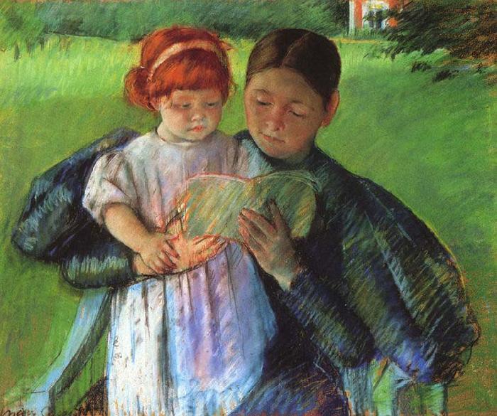 Mary Cassatt Nurse Reading to a Little Girl Norge oil painting art